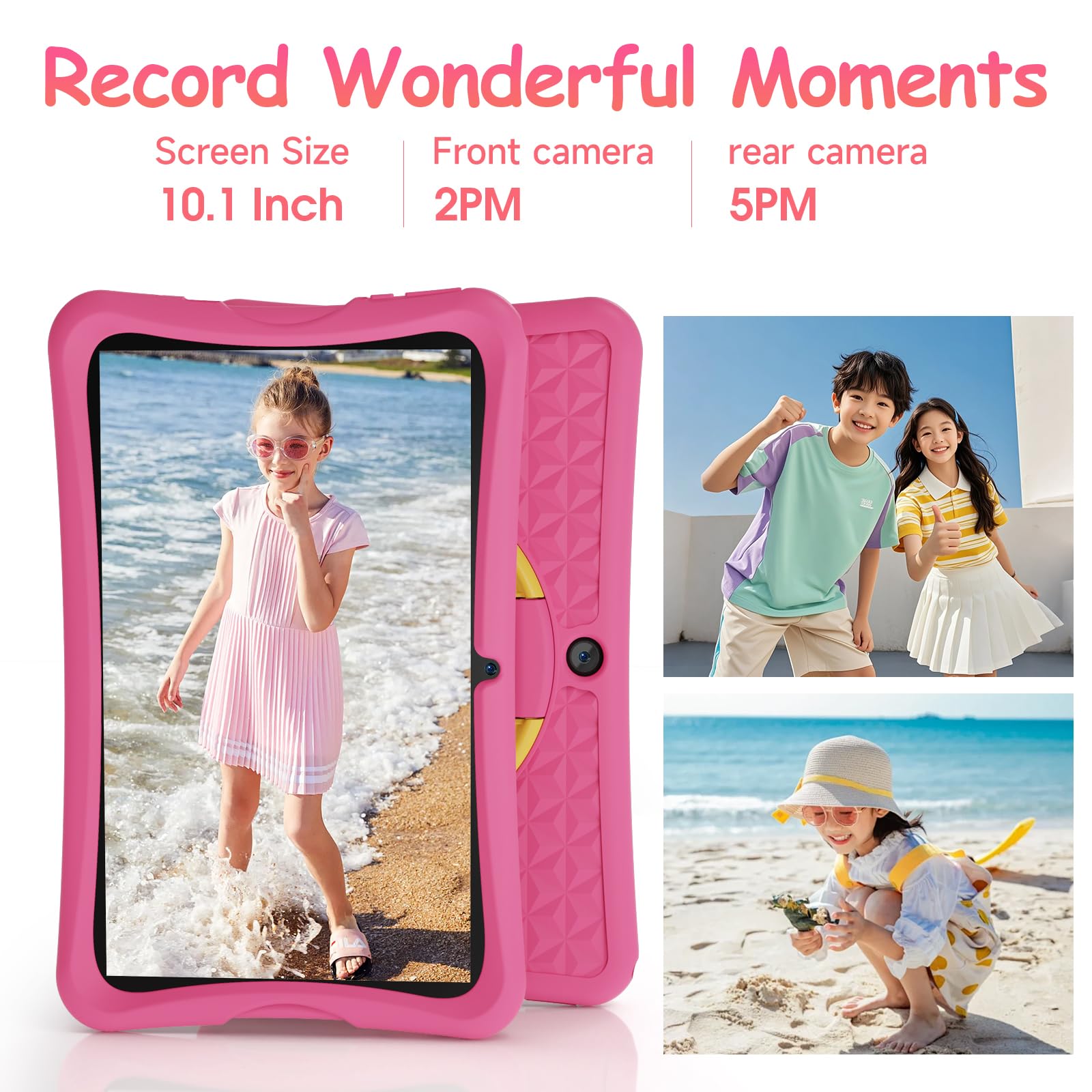DigiLand 10,1 Pouces Tablette Enfants Android 15 6+ 64Go Écran IPS 1280x800 Double Caméra 6000 mAh Contrôle Parental iWawa Rose