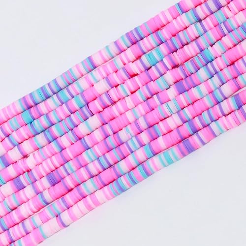 Miniatura 2 de 3600 cuentas de arcilla para hacer pulseras, 10 hebras planas redondas de arcilla polimérica de 0.236 pulgadas (0.236 in), cuentas Heishi para hacer