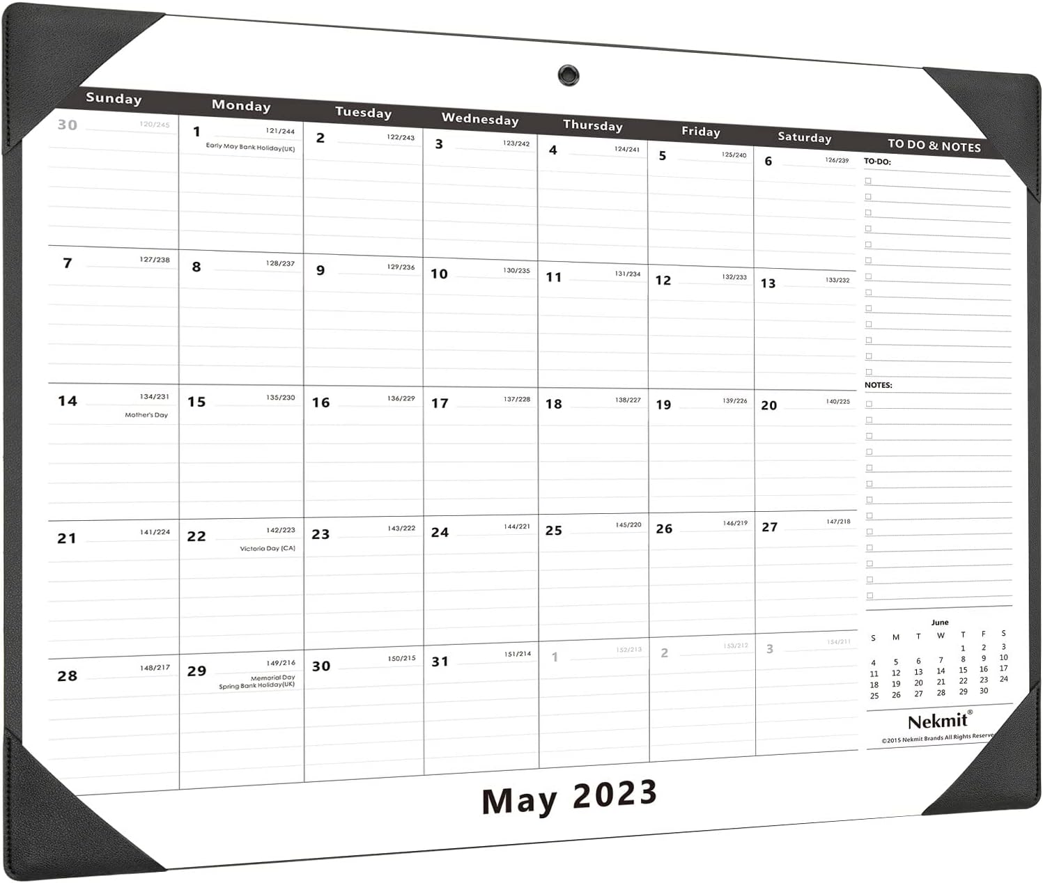 Nekmit Large Desk Calendar 2023 with Black Desk Pad, Desk Blotter