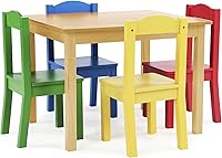 Vista 7 de Humble Crew- Juego de mesa y 4 sillas de madera para niños, gris/azul/verde/amarillo
