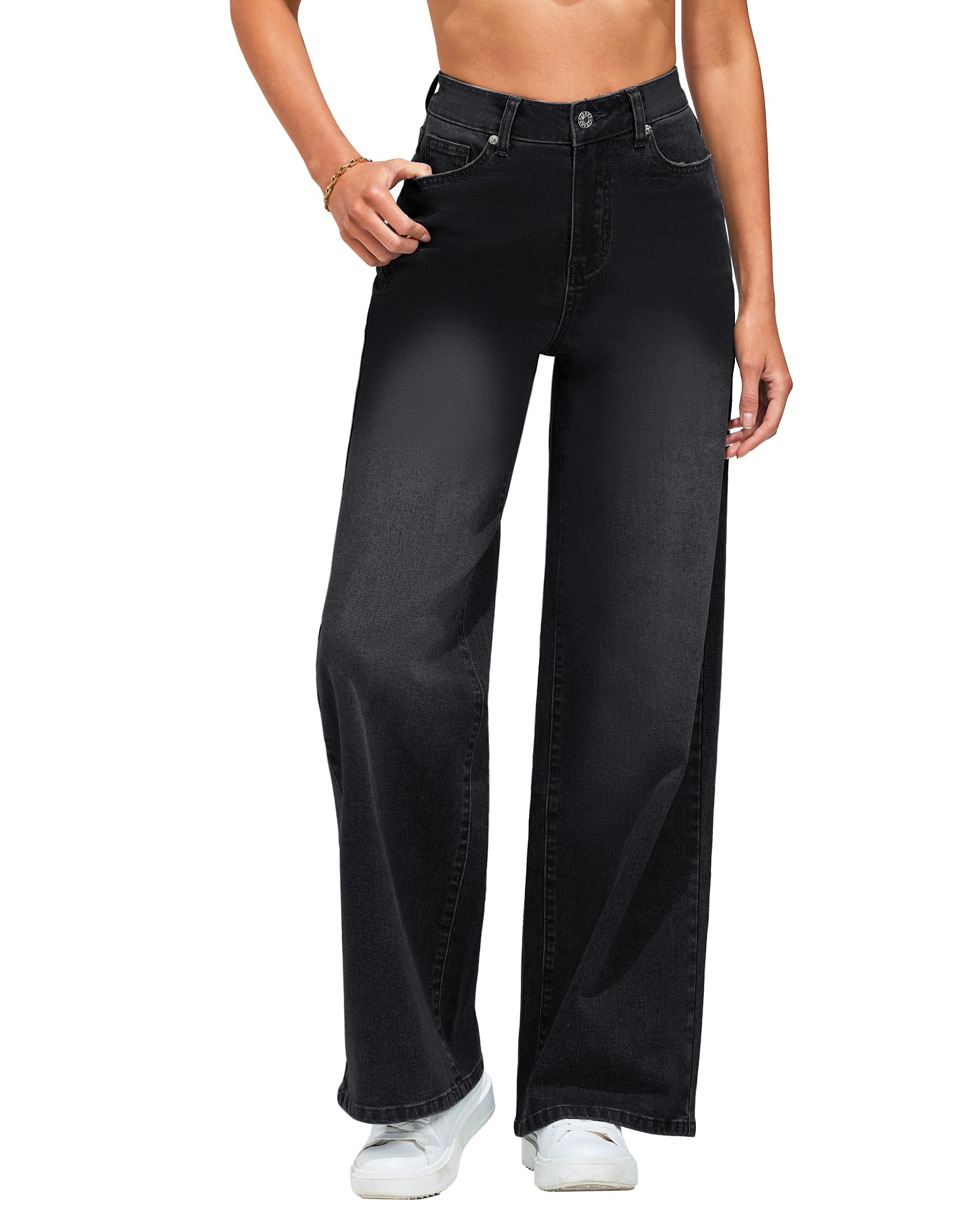 Vetinee Wide Leg Jeans Straight Jean Femme
