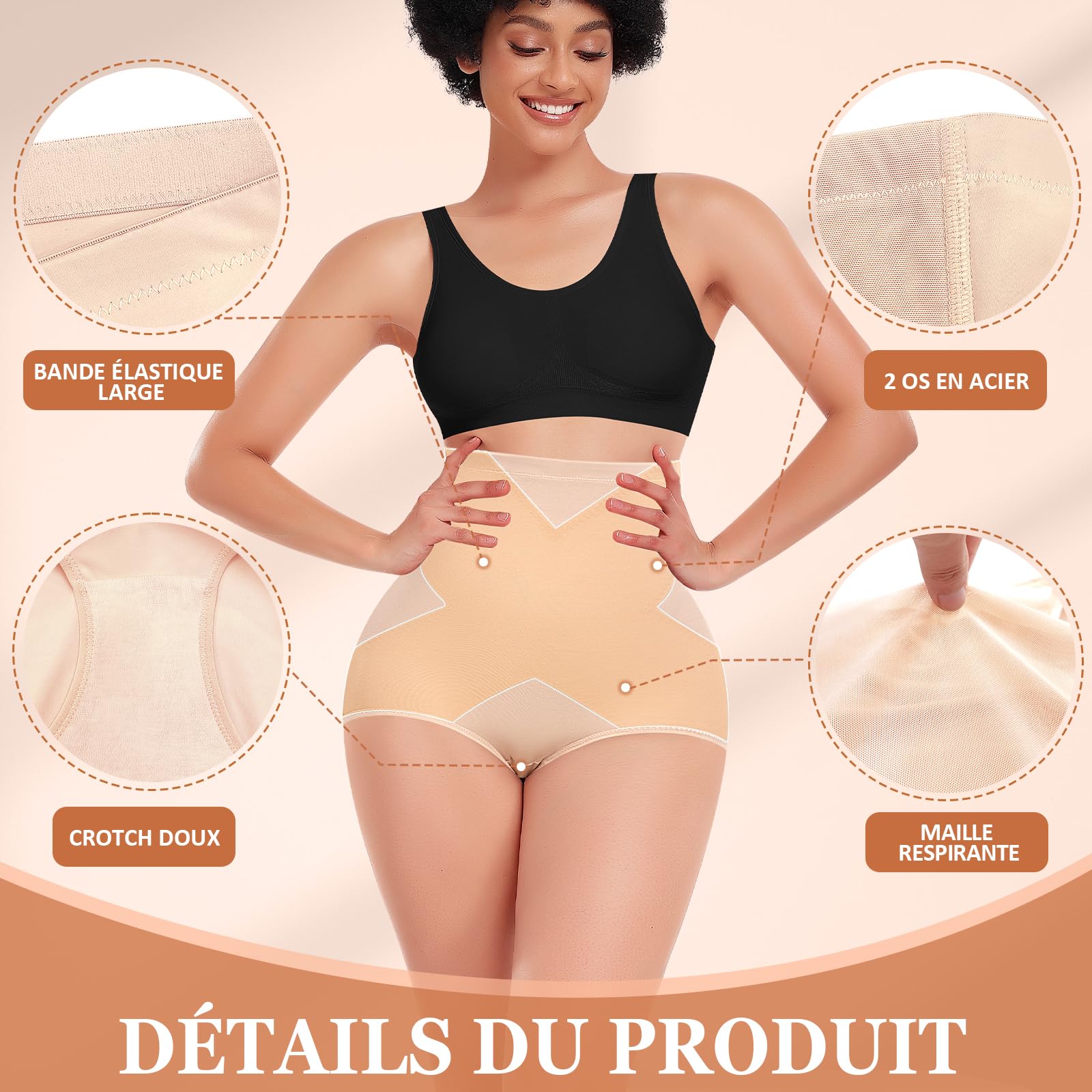 YARRCO Culotte Gainante Femme Ventre Plat Culottes Sculptantes Taille Haute Gaine Amincissante Invisible Panty Gainant Shapewear Slips Minceur Body Shaper