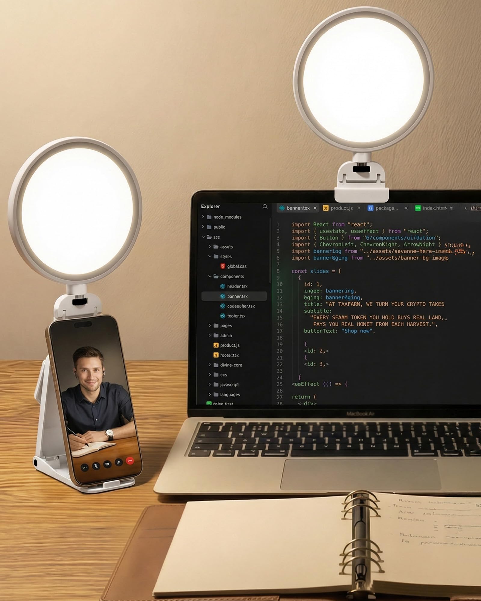 Computer Lighting for Video conferencing with Flexible Clip, 50 Modes