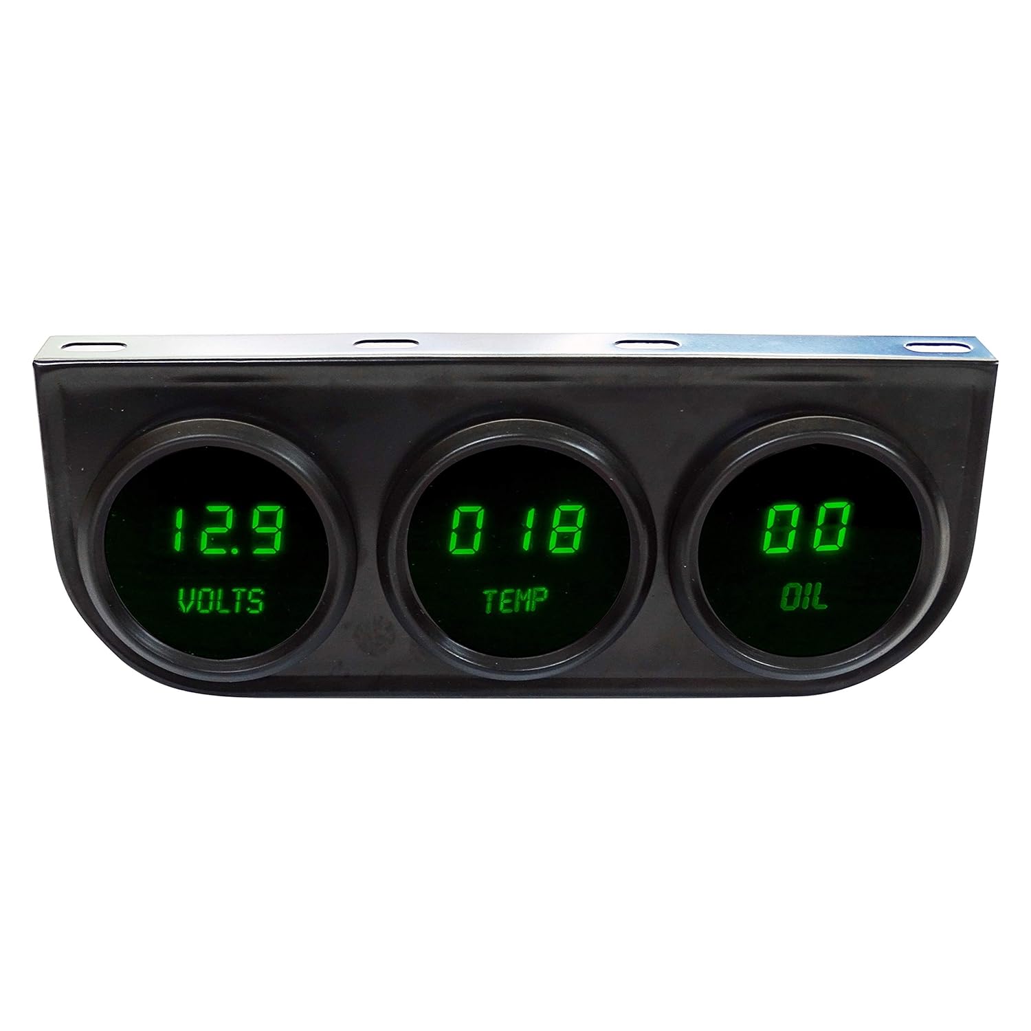 Intellitronix 3-Gauge LED Digital Instrument Panel - 2-1/16" Oil Pressure, Water Temperature & Voltmeter Kit - Includes Sending Units & Night Dimming - Universal in-Dash Mount (Green)