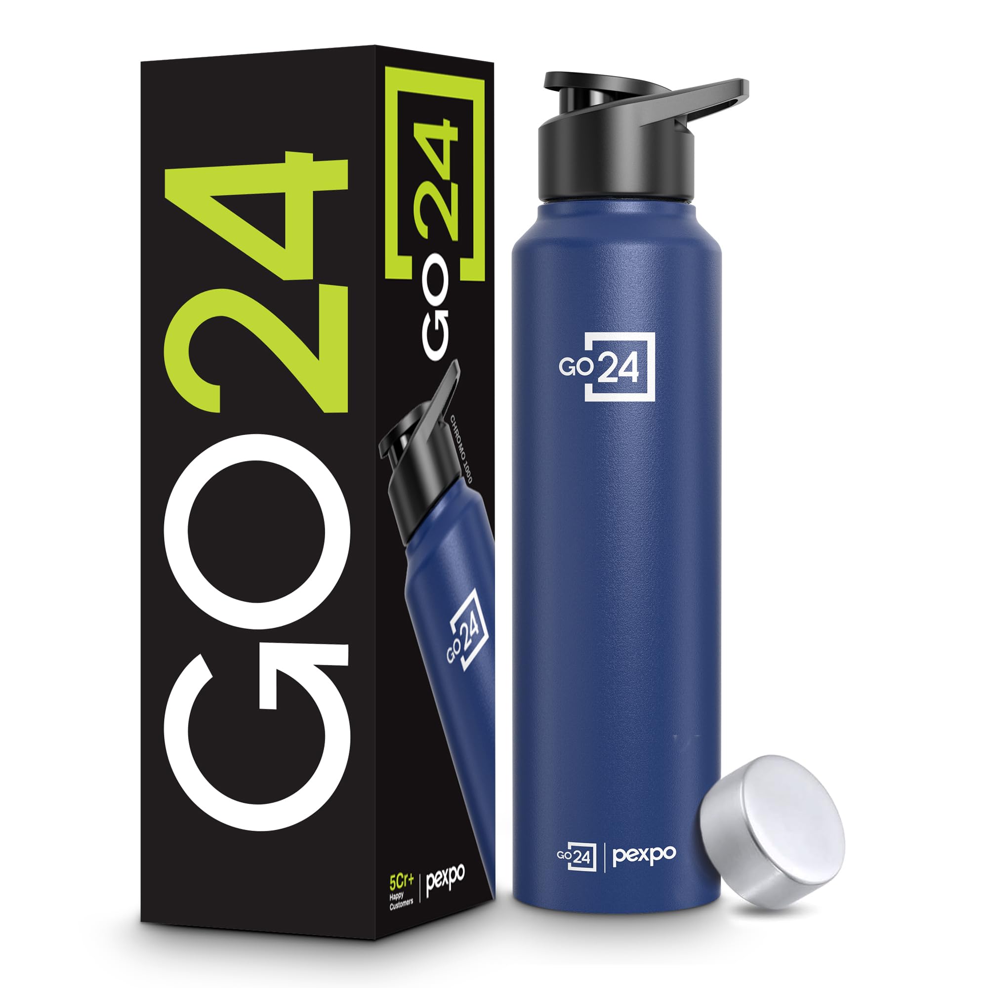Go24 pexpo Stainless Steel Water Bottle Chromo Denim Blue 950ml