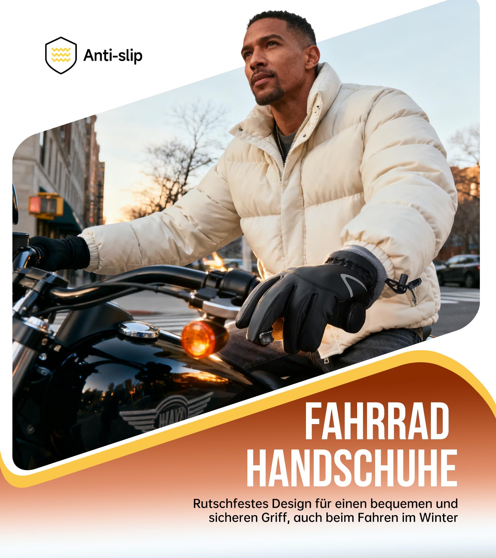 PULIOU Handschuhe Herren Damen Winter Thermo Fahrradhandschuhe Warme Winterhandschuhe Winddichte Touchscreen Laufhandschuhe Sporthandschuhe zum Laufen Radfahren Klettern