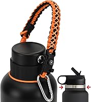 Vista 22 de Asa de cuerda de paracaídas para botellas Hydroflask 2.0 de boca ancha y estándar, con nuevo soporte de anillo de seguridad, 12oz - 64oz