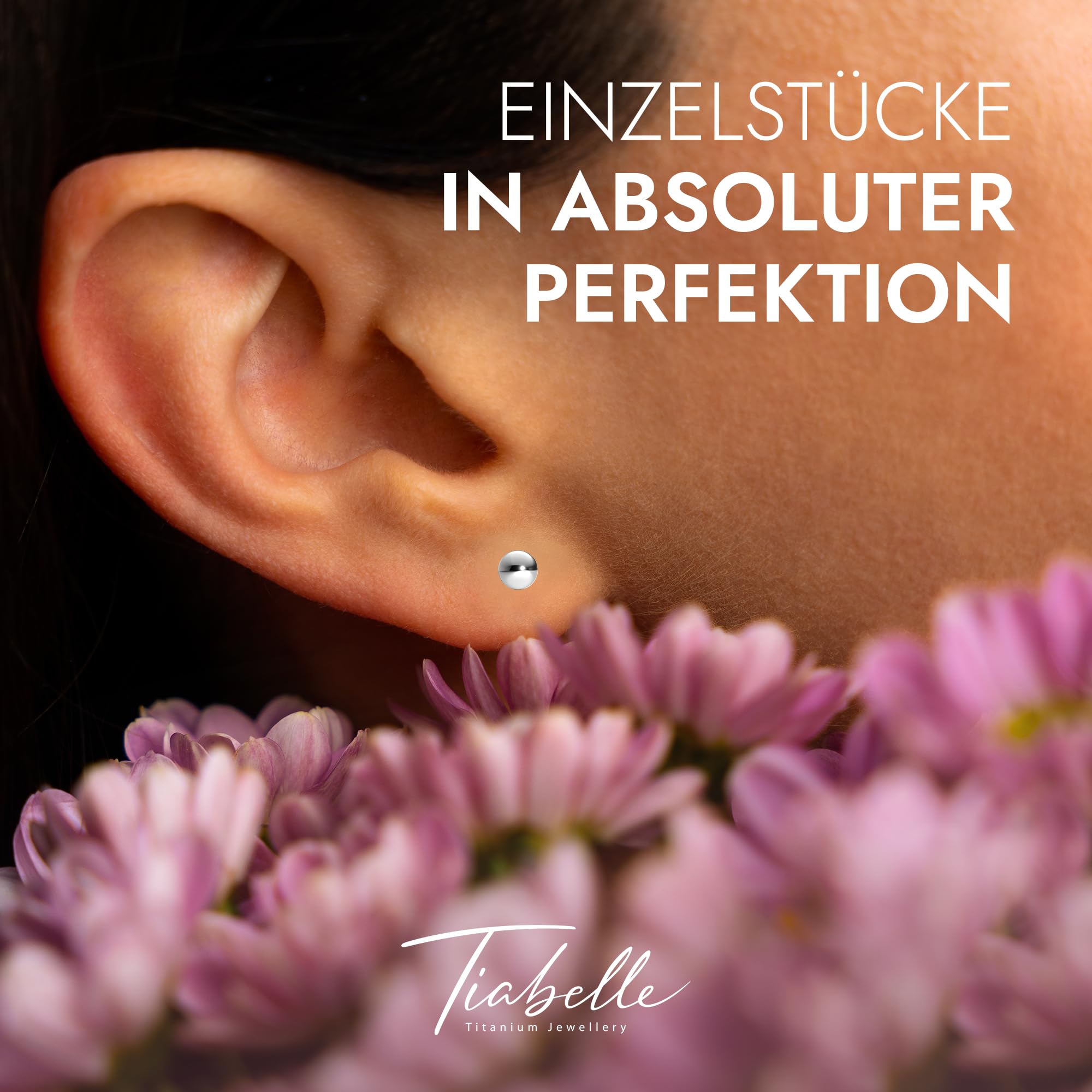 TIABELLE – Ohrstecker ZOE aus Titan – Kugel Ohrringe für Damen – allergenfrei & hautverträglich – Handmade in Germany (4mm ø und 6mm ø)