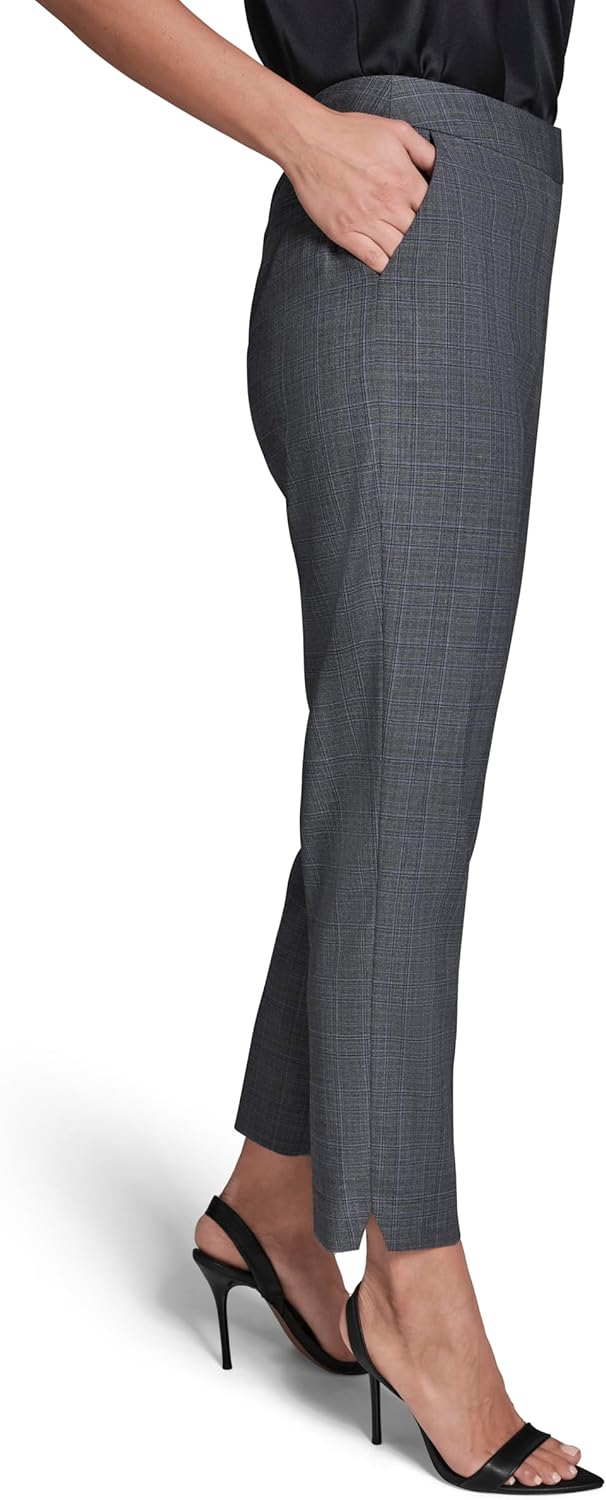 BCBG Womens Plaid Straight Leg Pant with Pockets - Image 3