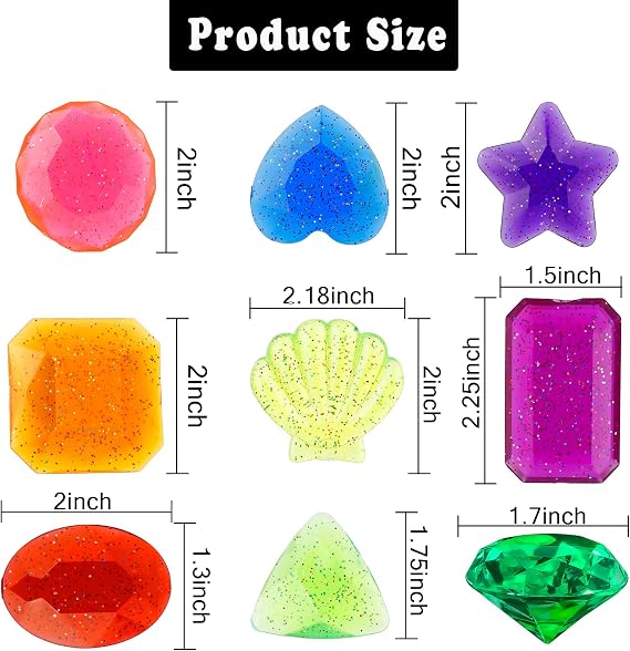 Diving Gem Pool Toys, Diving Gems for Pool for Kids, 16 Big Colorful Diamond Pirate Treasure Summer Underwater Gemstone Swimming Training Gift Water Toy Pool Games for Party Favors Birthday Decoration