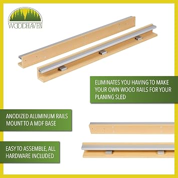 Woodhaven 3010 Rail Kit | 48 long, includes mdf fence and base rails, two 48 aluminum double tracks, connect for longer capacity