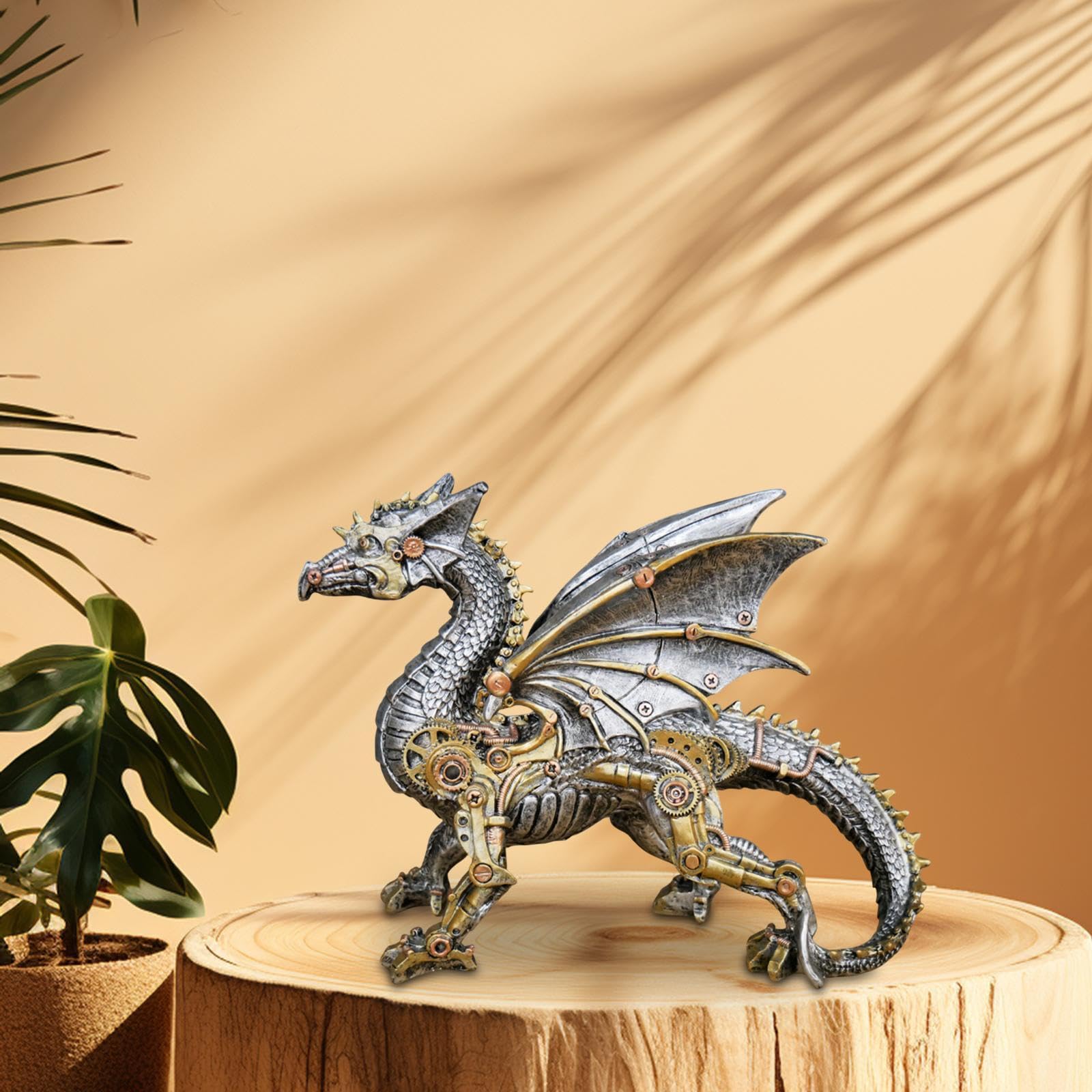 predolo Estatua Mecánica de Animal, Adorno Coleccionable de Resina Moderna, Estilo Steampunk, para Entrada, Estante, Sala de Estar Y Oficina, Dragón Volador, Individual
