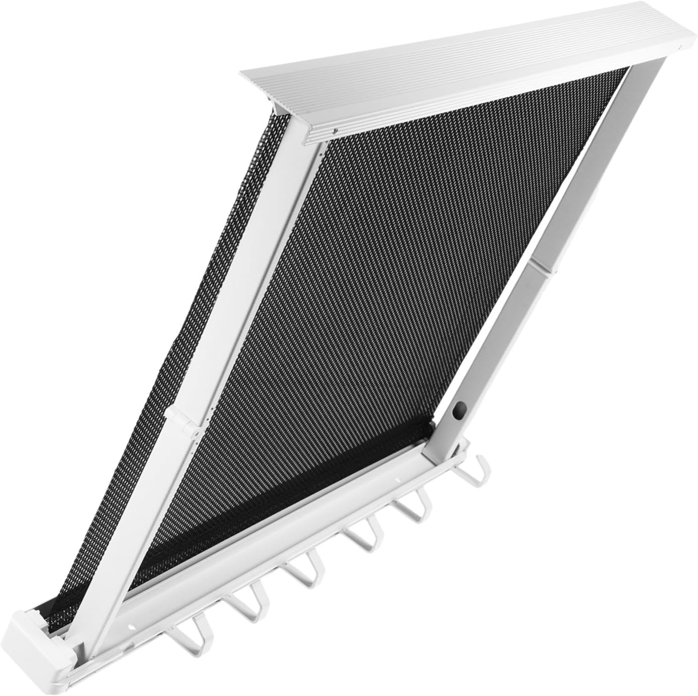 OUNONA Wall Mounted Foldable Drying Rack with Hooks Compact Collapsible Laundry for Socks and Items Space Saving Design Bright White