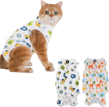Cat Recovery Suit 2 Pack, Cat Vest after Surgery Female, Post-Surgery Protective Bodysuit for Cats,Recovery Suit Female Abdominal Wounds, Size M 24KG Cat