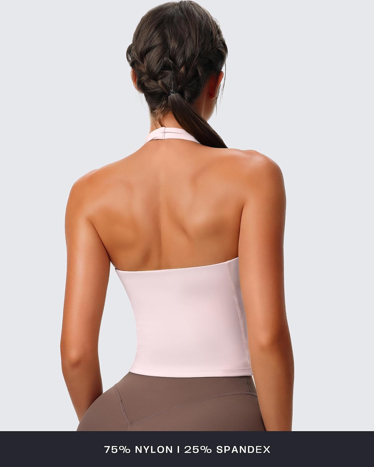 Aoxjox Women's Sleeveless Hailey Halter Tank Tops Workout Athletics Gym Yoga Curve Longline Crop Top