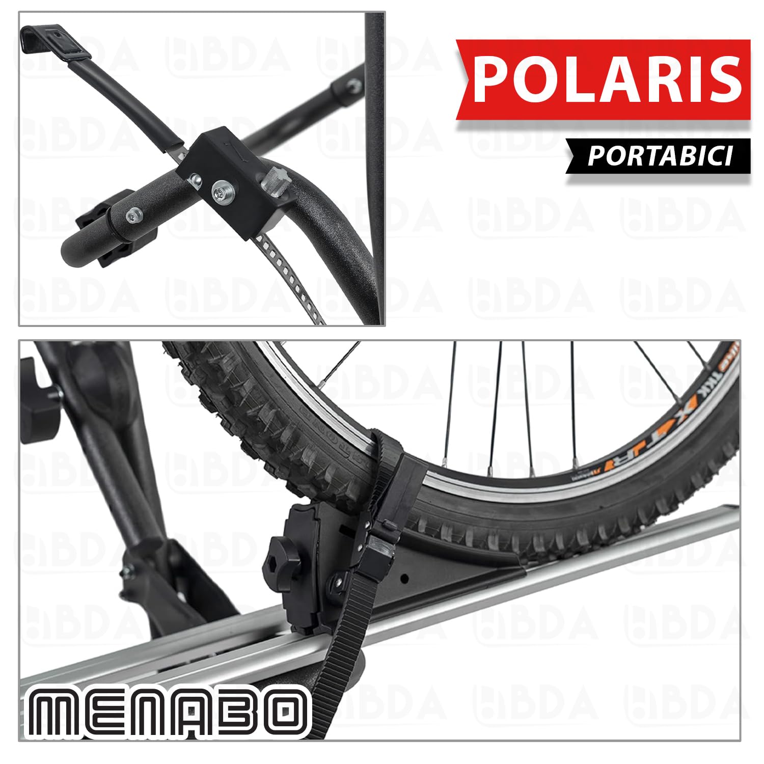 Portabici posteriore per auto da 2 bike Menabò modello POLARIS 2 in acciaio per HYUNDAI i30 (PD) Wagon 5P. dal 2016