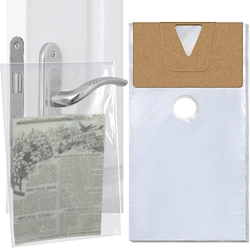 Miniatura 8 de Henoyso 1000 bolsas para colgar puertas, de plástico transparente, bolsas para colgar pomos de puerta, impermeables, paquetes de periódicos,