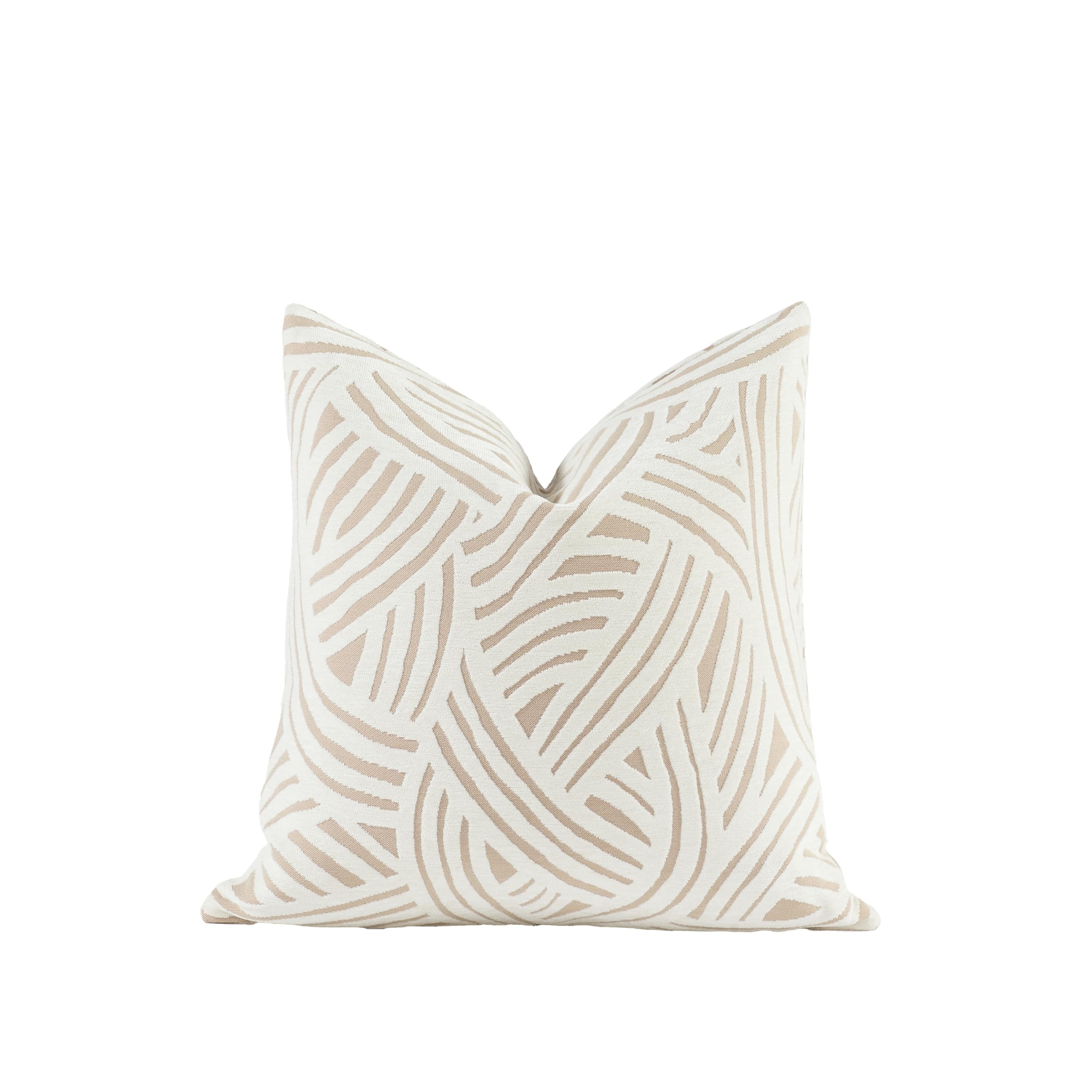 new 20x20'' inches throw pillow cushion covers - paradise beige color chenille jacquard embroidery luxury modern style couch sofa bed pillow cover for living room bedroom