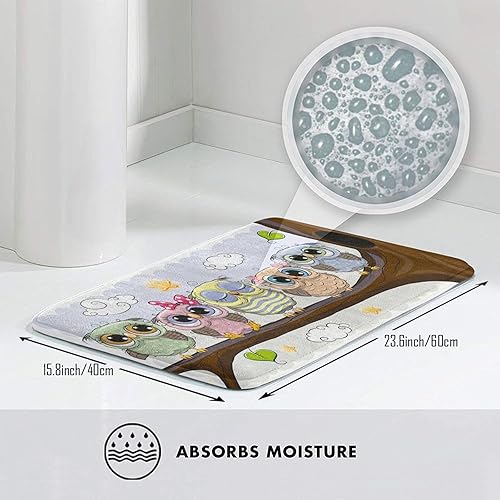 Miniatura 3 de Bonita alfombra de baño con diseño de búho para baño, tapetes de felpa pequeños, suaves, lavables, antideslizantes, absorbentes, alfombras de ducha,