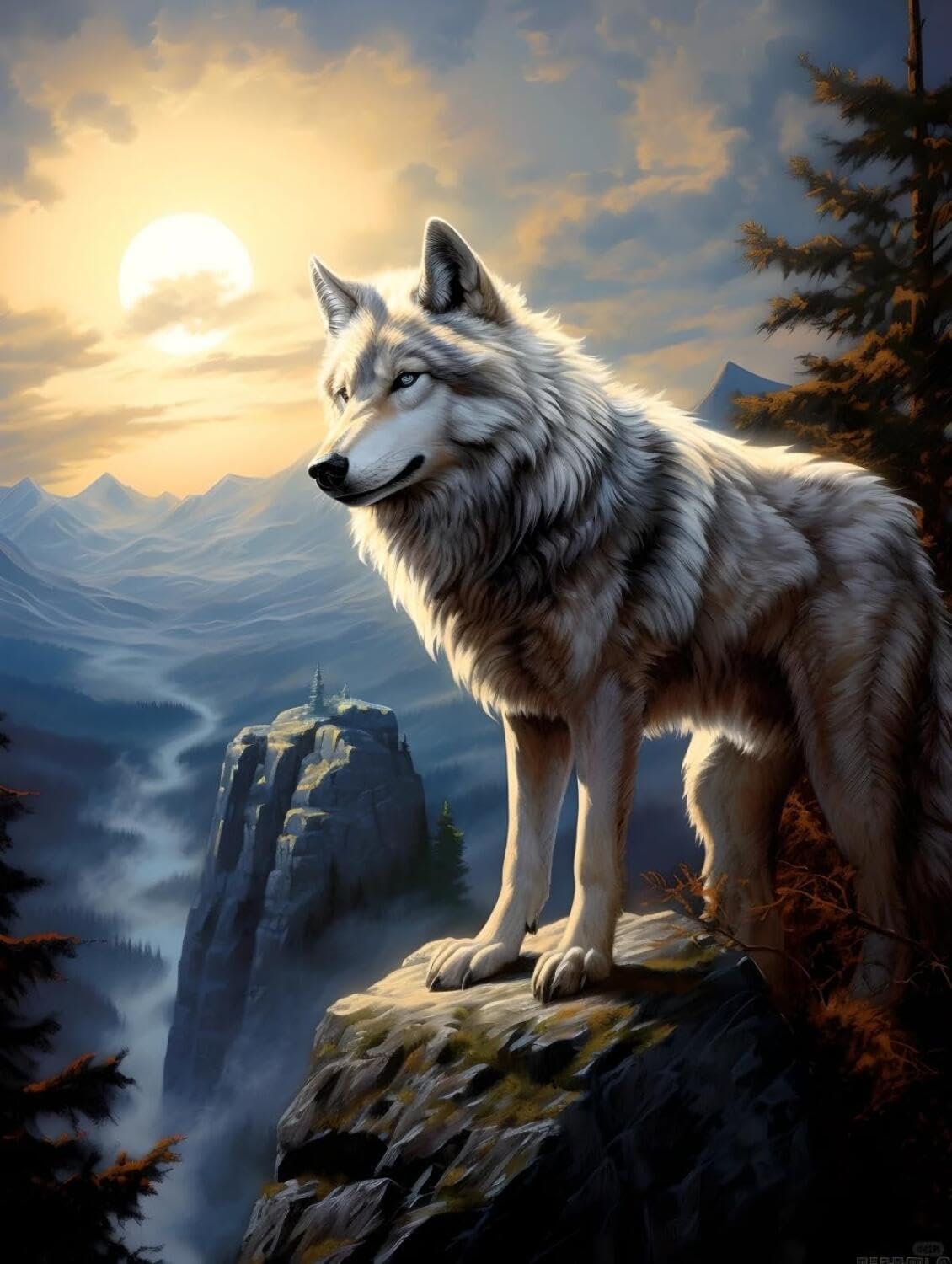 Rqwybcaxn DIY Rug Latch Hook Kits Mountain Wolf 55x75cm