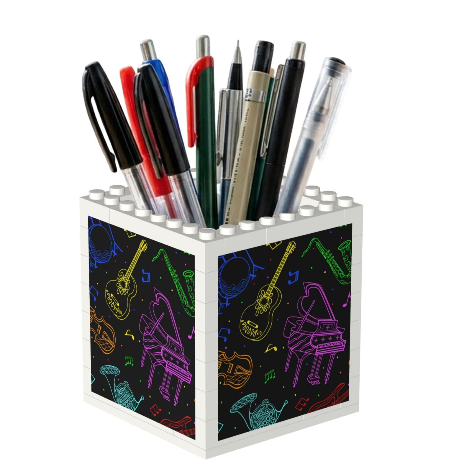 Poadnly Musical Instruments Neon Colors, Pen Pot Pencil Holder for Office Home School, Compact Desk Organiser for Office Stationery