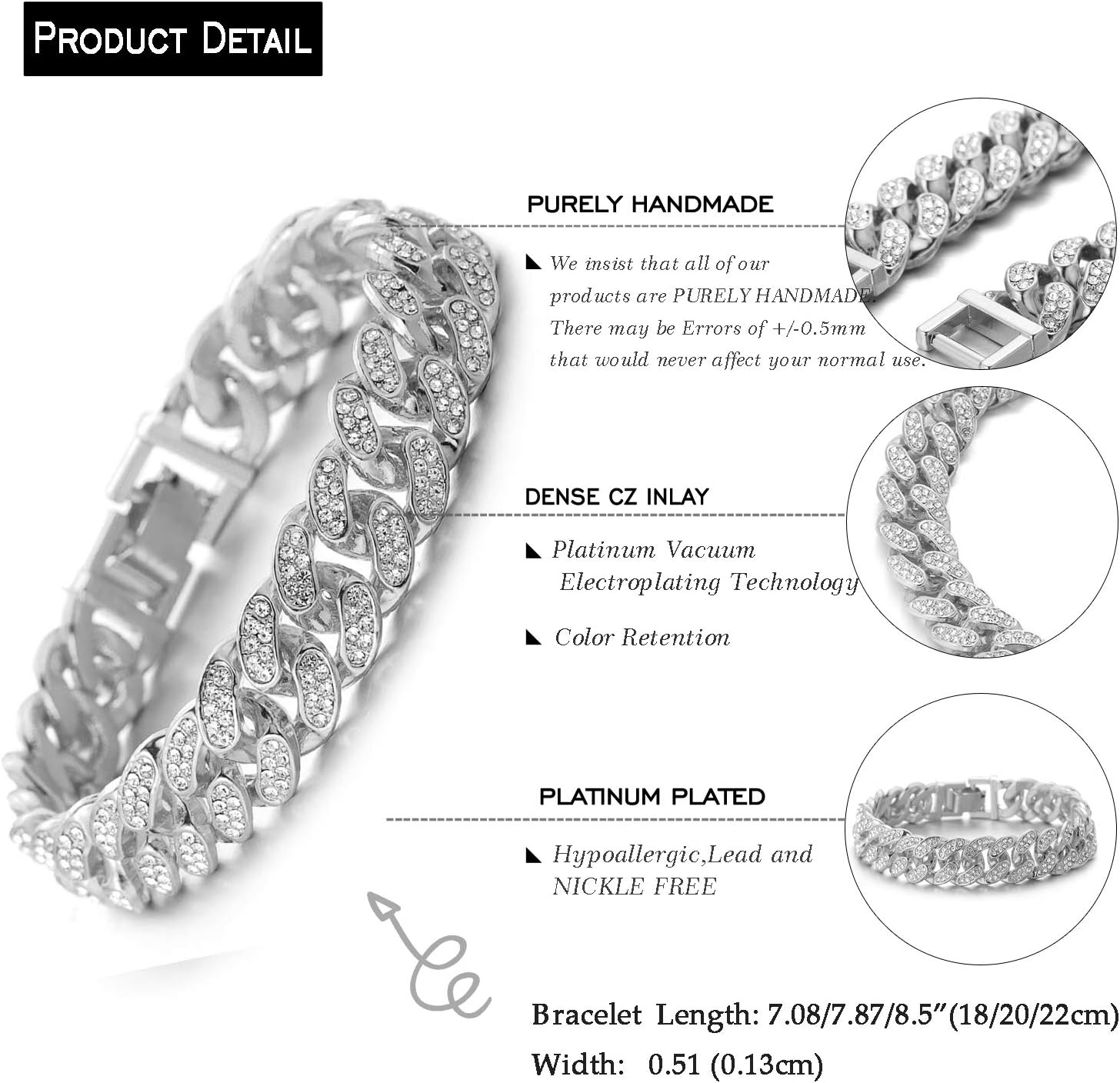 Halukakah Diamond Cuban Link 13MM Gold Chain for Men Iced out Miami 18k Real Gold Plated/Platinum White Gold Finish Choker Necklace Bracelet,Full Cz Diamond Cut Prong Set,with Giftbox - Image 2