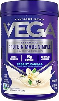 Vega Protein Made Simple Protein Powder, Vanilla - Stevia Free, Vegan, Plant Based, Healthy, Gluten Free, Pea Protein for Women and Men, 9.2 oz (Packaging May Vary)