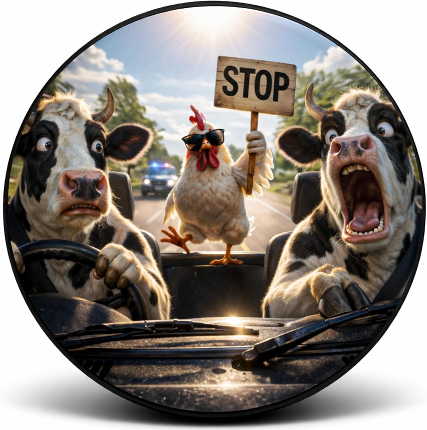 VanLich Shop Funny Cows Spare Tire Cover with/Without Backup Camera Hole – Cute Farm Cow Wheel Cover, Farm Animal Tire Cover