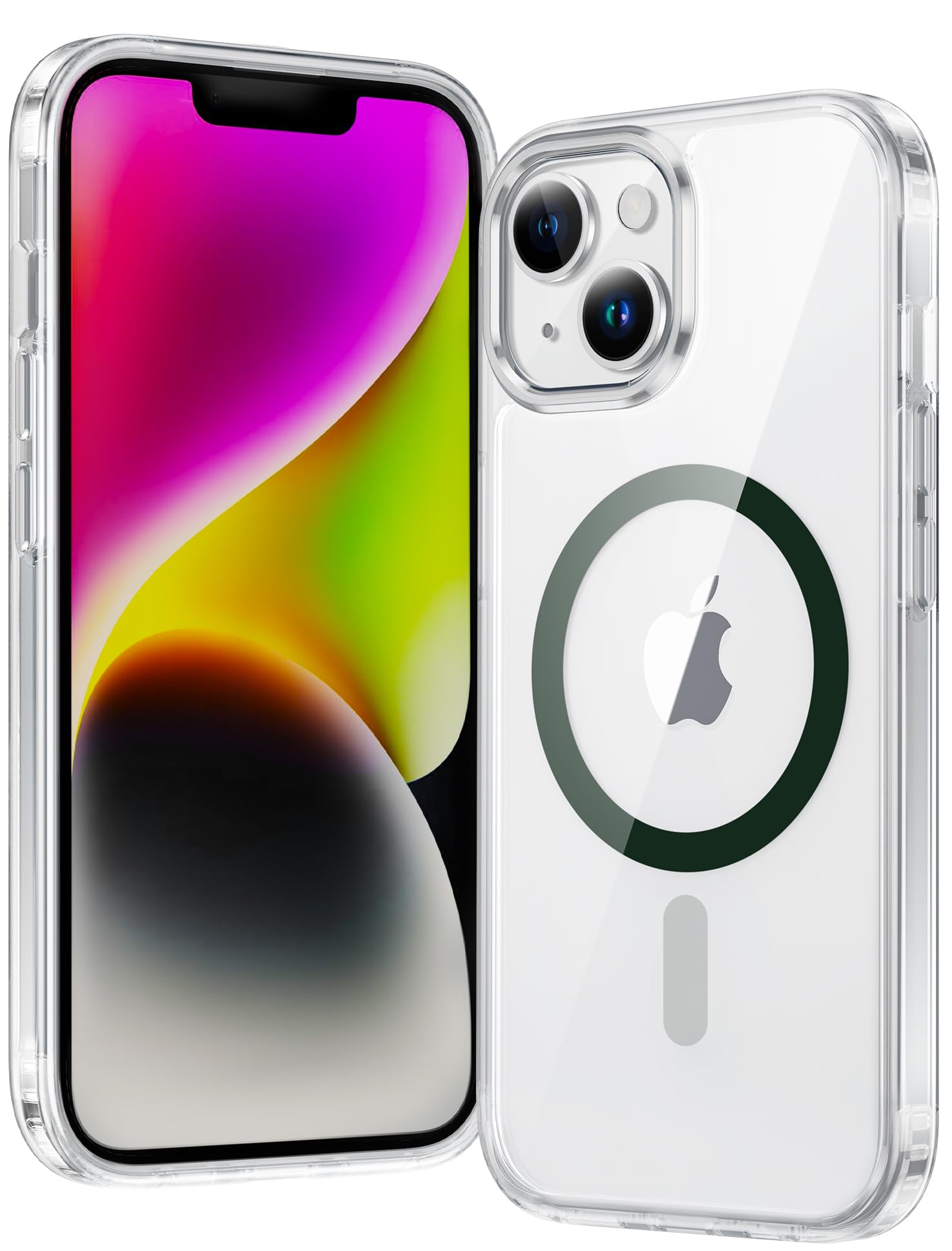 FNTCASE for iPhone 13 Phone Case Clear Magnetic iPhone 14 PhoneCase | Anti Yellowing, Compatible with Magsafe, Military Grade Drop Protection Cell Cover, Rugged Shockproof Protective Bumper