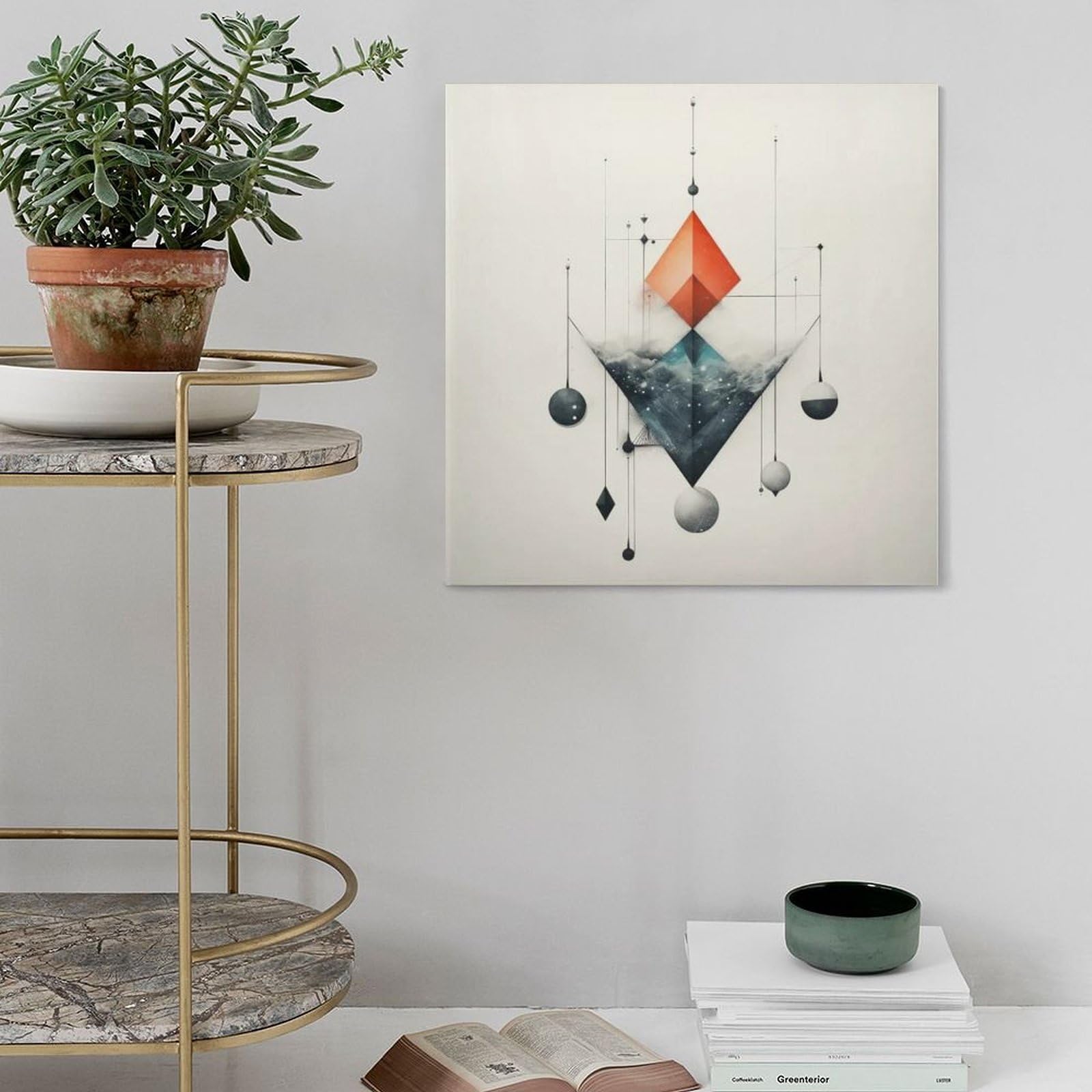 Poster geometrico astratto di fantascienza su tela, decorazione artistica da parete, stampa per soggiorno, camera da letto, decorazione 40,6 x 40,6 cm