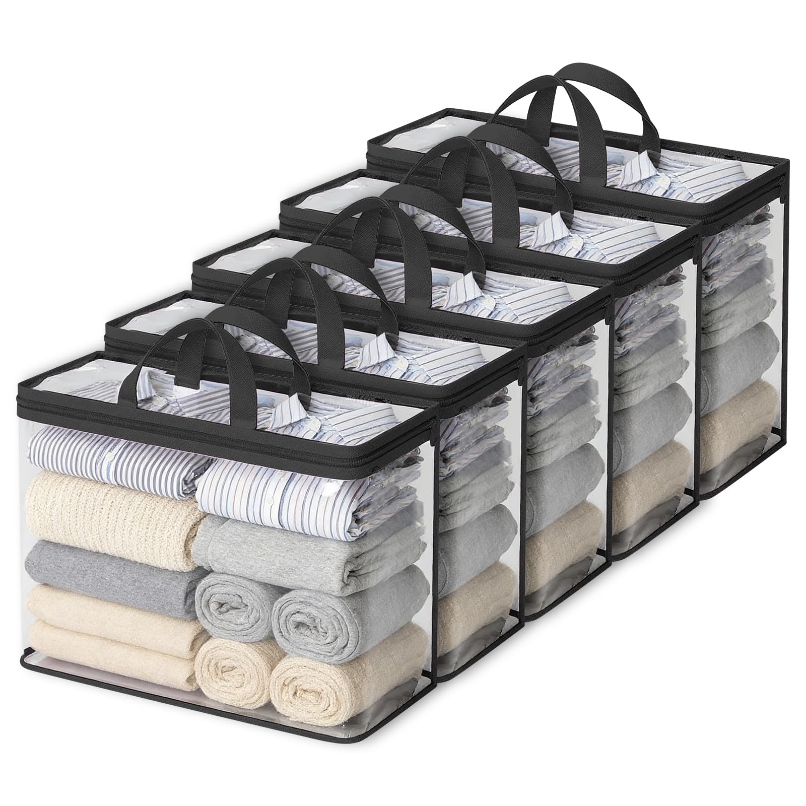 Sac de rangement transparent pliable 22L avec fermeture éclair robuste