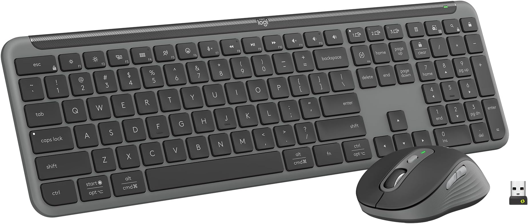 MK955 Signature Slim Wireless Keyboard and Mouse Combo, for Larger Hands, Quiet Typing and Clicking, Switch Across Three Devices, Bluetooth, Multi-OS, for Windows and Mac
