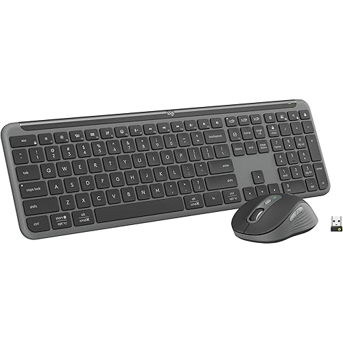Logitech MK955 Signature Slim Wireless Keyboard and Mouse Combo, for Larger Hands, Quiet Typing and Clicking, Switch Across Three Devices, Bluetooth, Multi-OS, for Windows and Mac