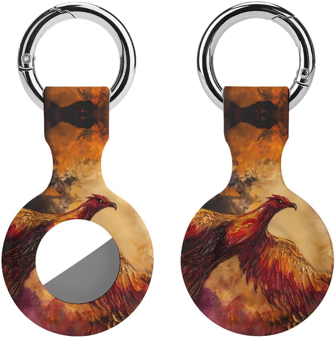 Phoenixes Soaring Flame Sky Case Compatible with AirTag Holder Cover with Keychain Ring for Bags Luggages