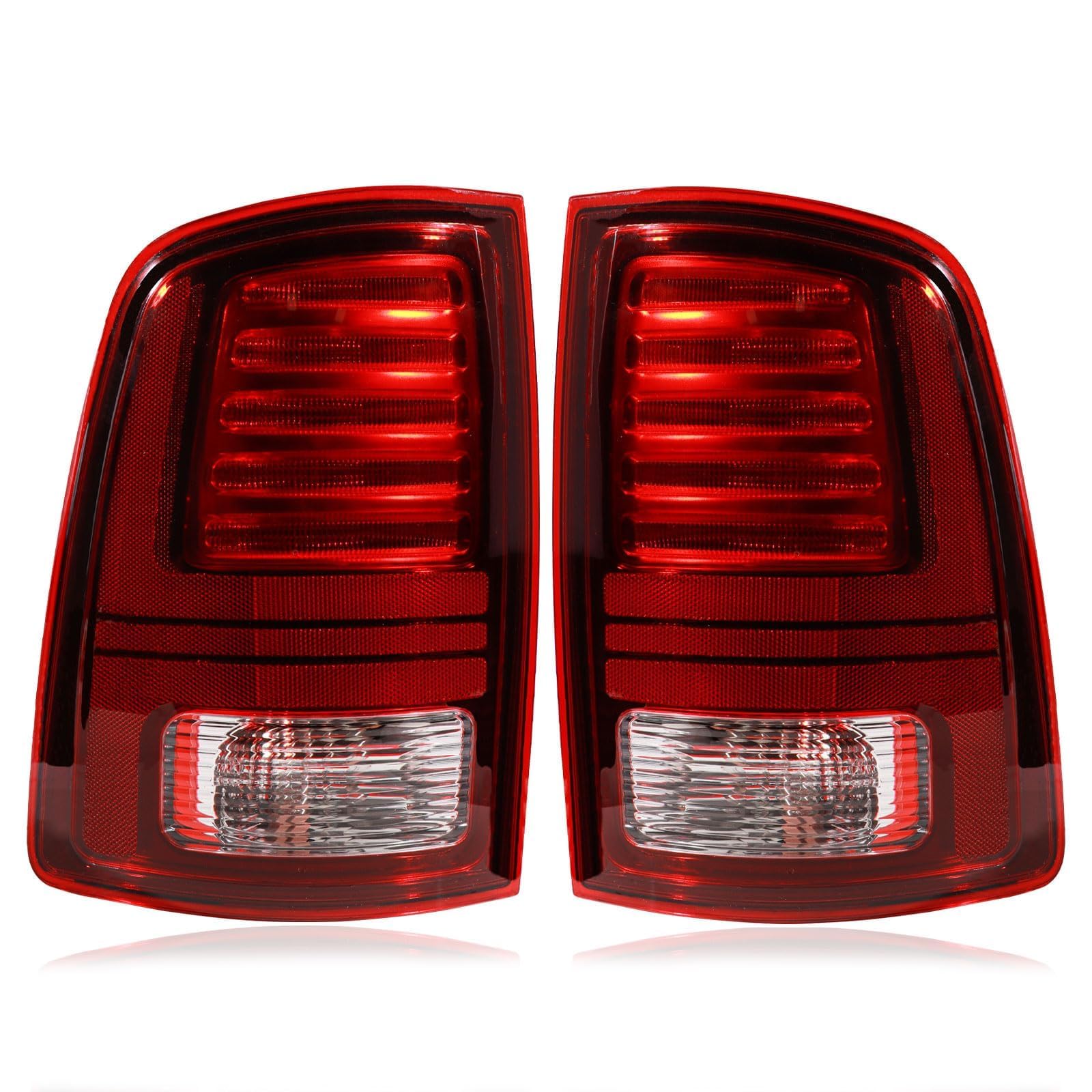 Photo 1 of CONLLCON LED Tail Lights Assembly Compatible with 2013-2018 Dodge Ram 1500 2500 3500 Sport, Rear Light Taillights Replacement # 68093081AB 68093081AC (Black Border)