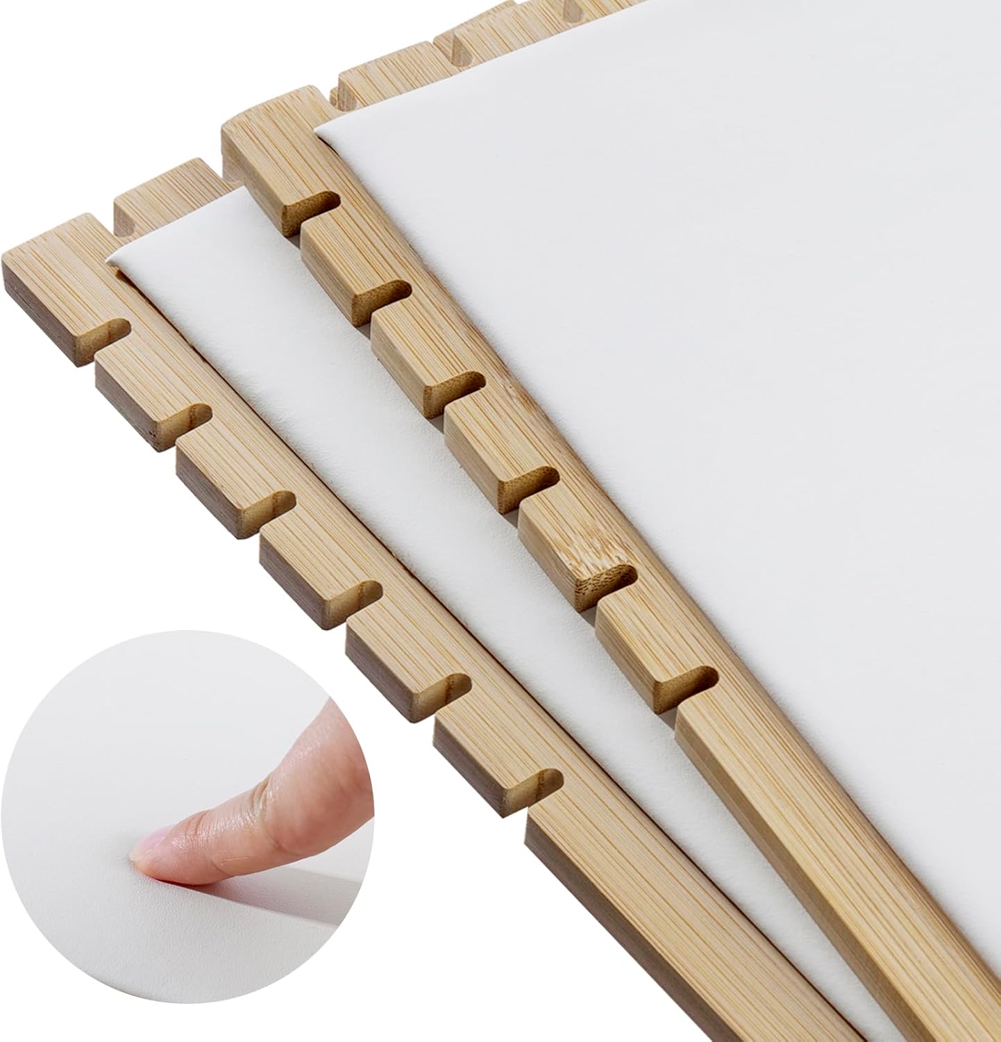 MyGift necklace display standMyGift 2-Pack Bamboo Jewelry Display Stands with PU Panel & Multi-Rung Design – Detachable Bases, Non-Scratch Surface jewelry display for vendors, - Image 6