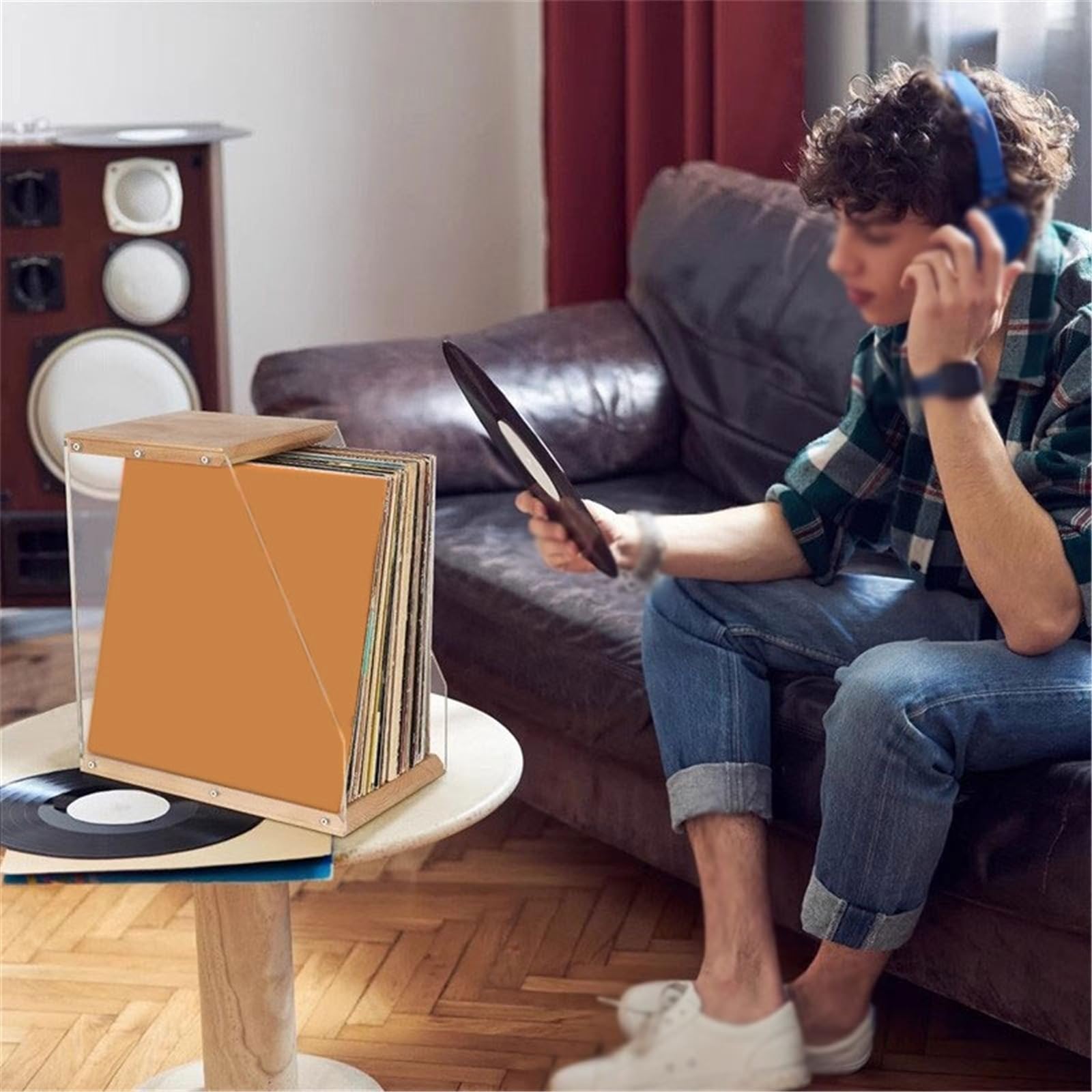 Ufficio Home Porta CD in acrilico dischi verticale da tavolo in vinile Scaffale porta dischi