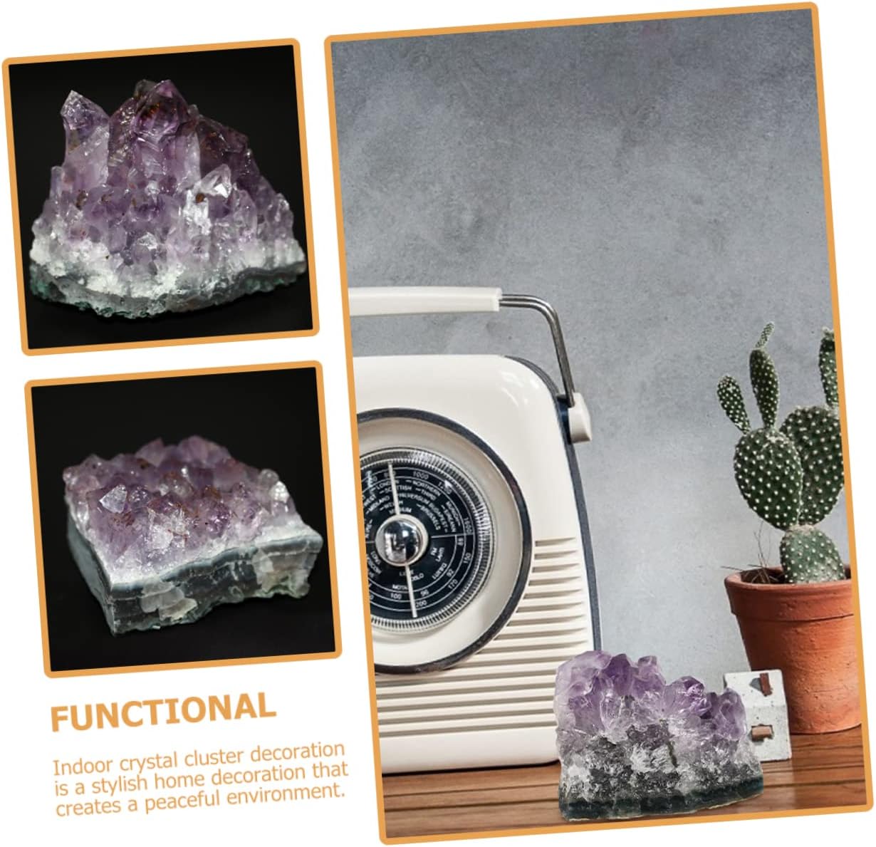 2pcs Crystal Cluster Ornaments Desk Topper Geode Stones Irregular Crystal Meditation Crystal Decor Rock Purple Decorations Centerpiece Crystal Specimen Crystal Stone