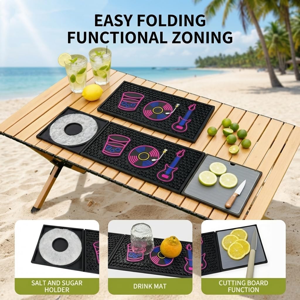 Bar Mat, Rubber Coffee Home Drying Mat, Suitable for Countertops, Non-Slip Cutlery Drying Mat And Bartender Mat, Essential Bar Accessories, Suitable for Cocktails, Outdoor Picnics, Camping Trips
