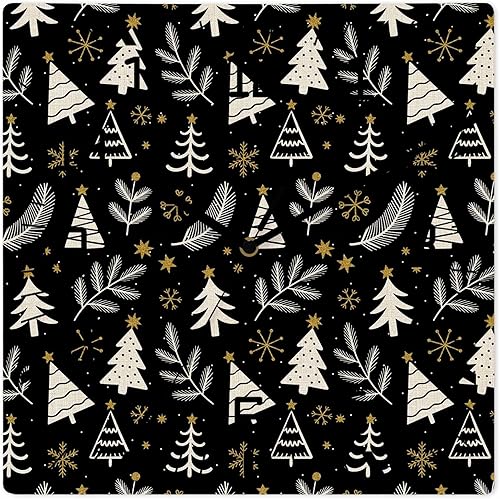 Miniatura 12 de Reloj de pared de madera con árbol de Navidad, silencioso, sin tictac, de invierno, hoja de pino, copo de nieve, reloj de pared cuadrado rojo, Rojo