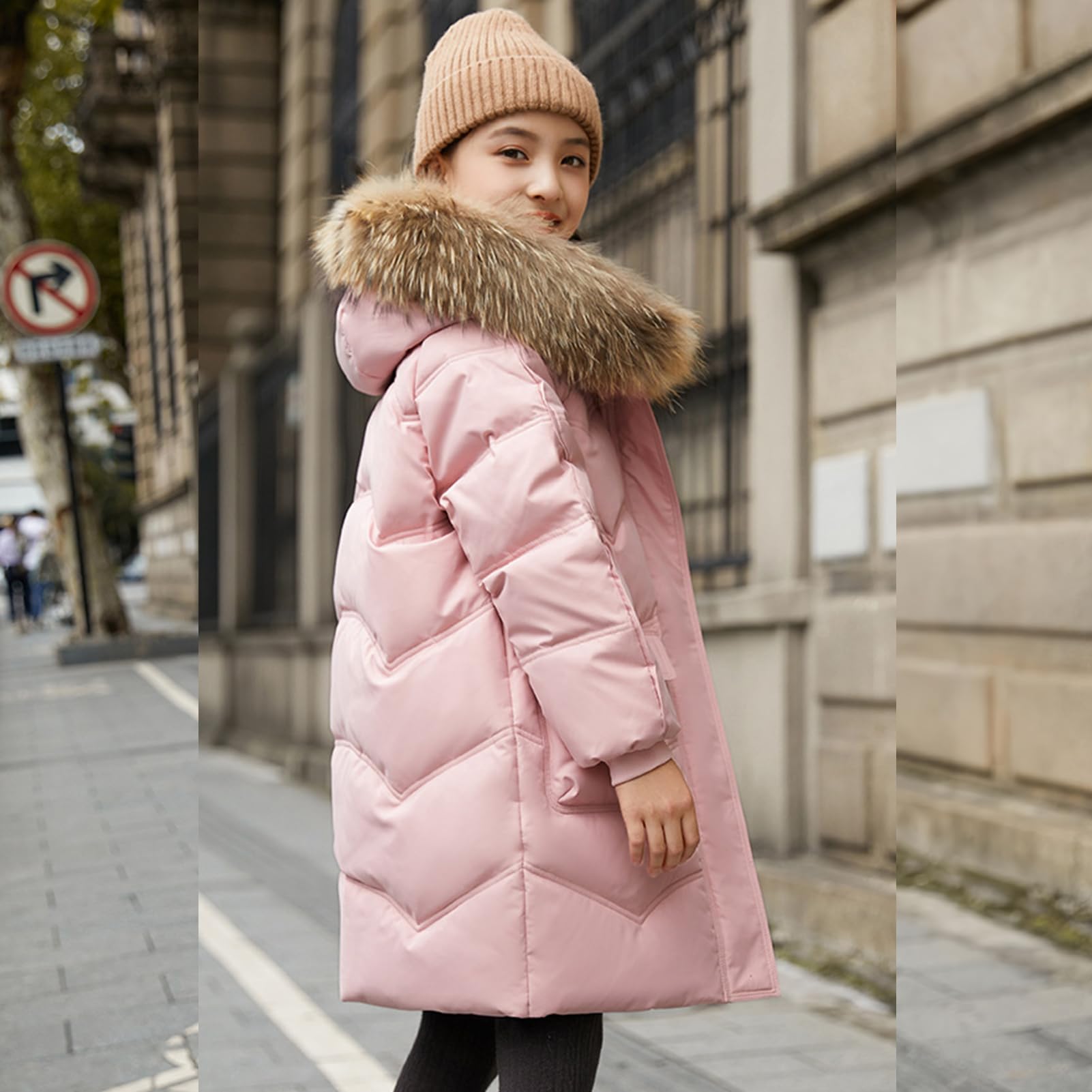 Cappotto Bambina con Cappuccio Giubbotto Tranpuntato Ragazza Giacca Piumino Caldo per Inverno