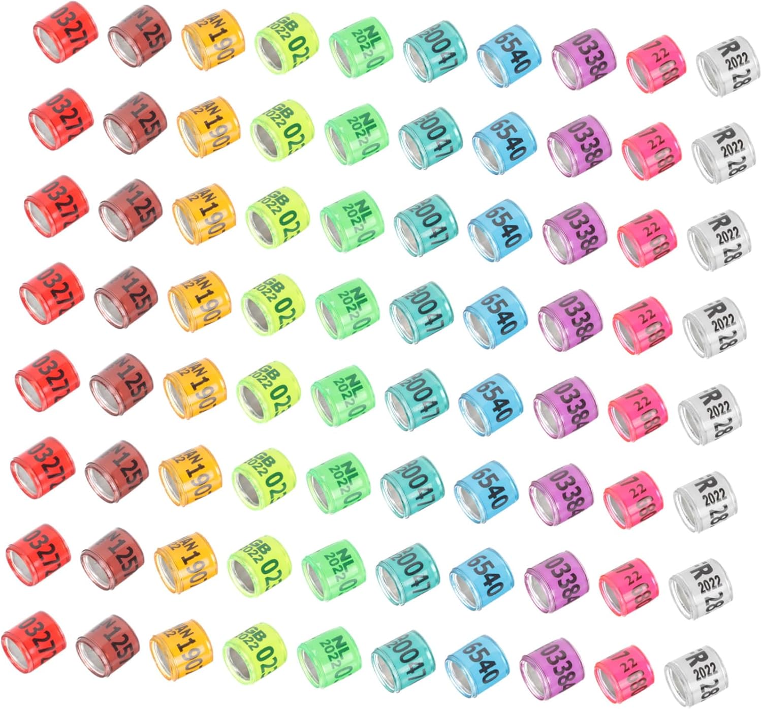 100Pcs Colorful Aluminum Bird Leg Bands - 1.10X1.10X0.80cm Identification Rings for Pigeons, Chickens, Parrots