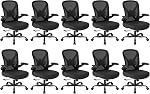 Président du Bureau ergonomique avec 90° Support Lombaire réglable et accoudoirs, siège de bureau en maille respirant à mi-arrière avec 8.8 cm Coussin de siège épais, 136 kg Capacité de poids, 1PC, noir