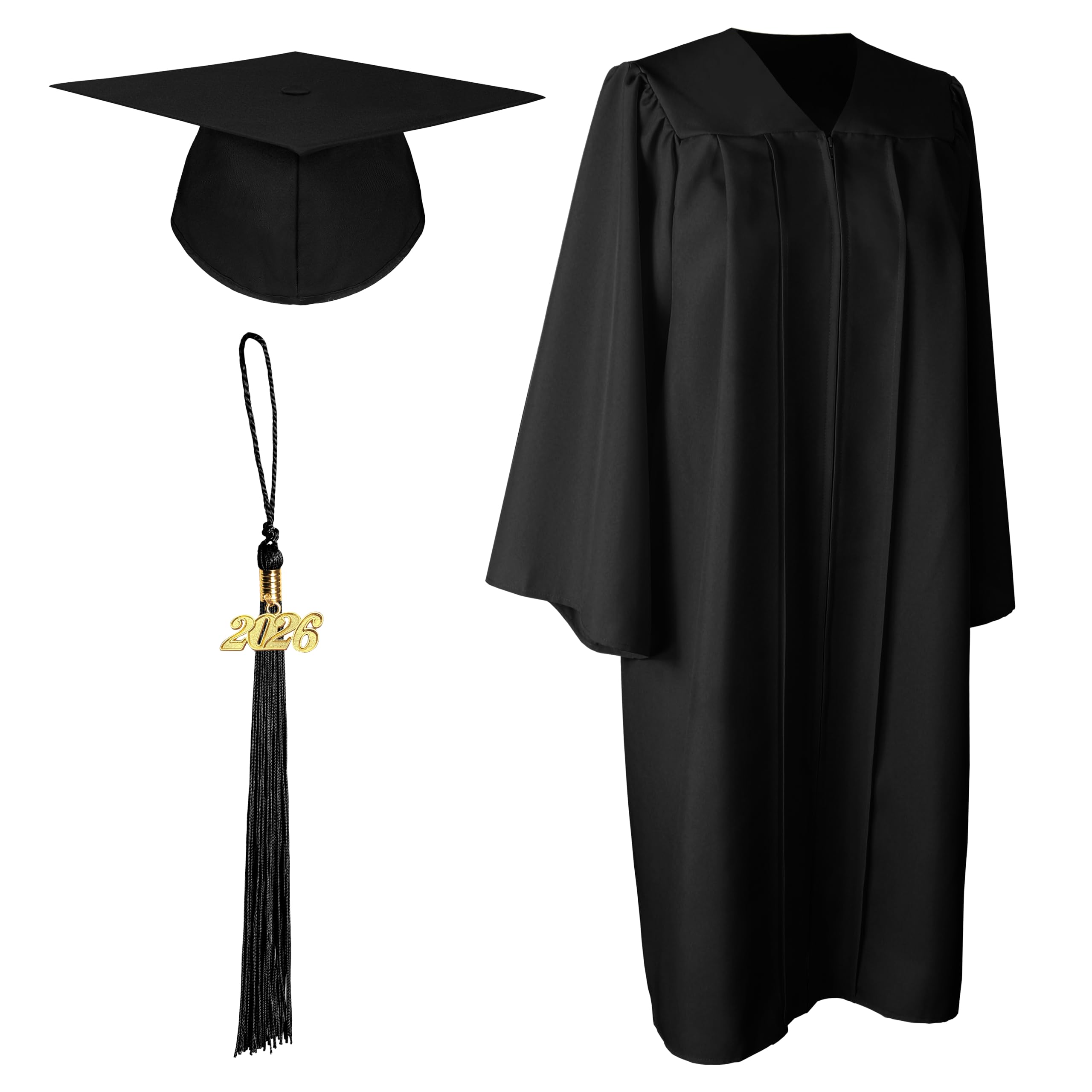 Graduationforyou Men's Black Matte Graduation Gown Cap Tassel 2018,,45"(5'0"-5'2"), 45''(5'0''-5'2'')