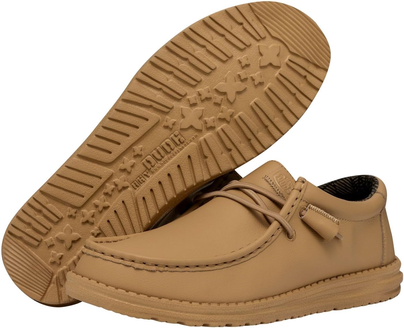 HEYDUDE Wally Mono Leather Tan Size 8 | Mens Shoes | Men's Slip-on Loafers | Comfortable & Light-Weight - Image 3