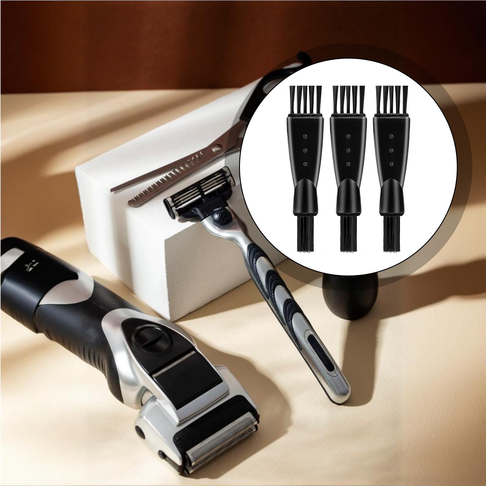 Molain 12 cepillos de afeitar, cepillo de limpieza eléctrico, cepillos de afeitar, cepillo de limpieza de doble cabeza, mini cepillo para afeitar, piezas de teclado, limpieza de recortadora de pelo