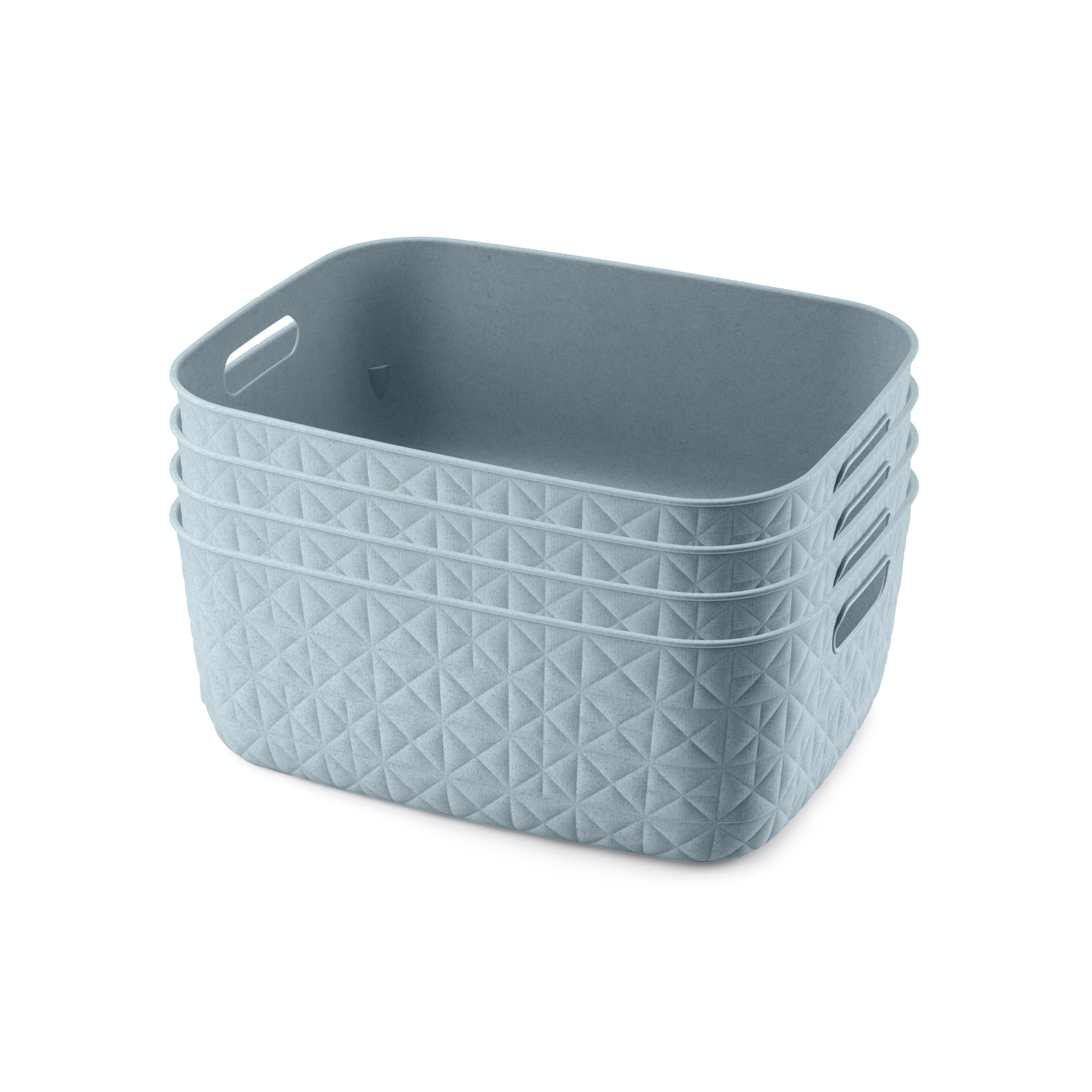 CURVER Softex 4x 12.5L Storage Baskets, 100 percent Recycled Material, Lightweight, For Bathroom, Living Room, Kitchen, Teal