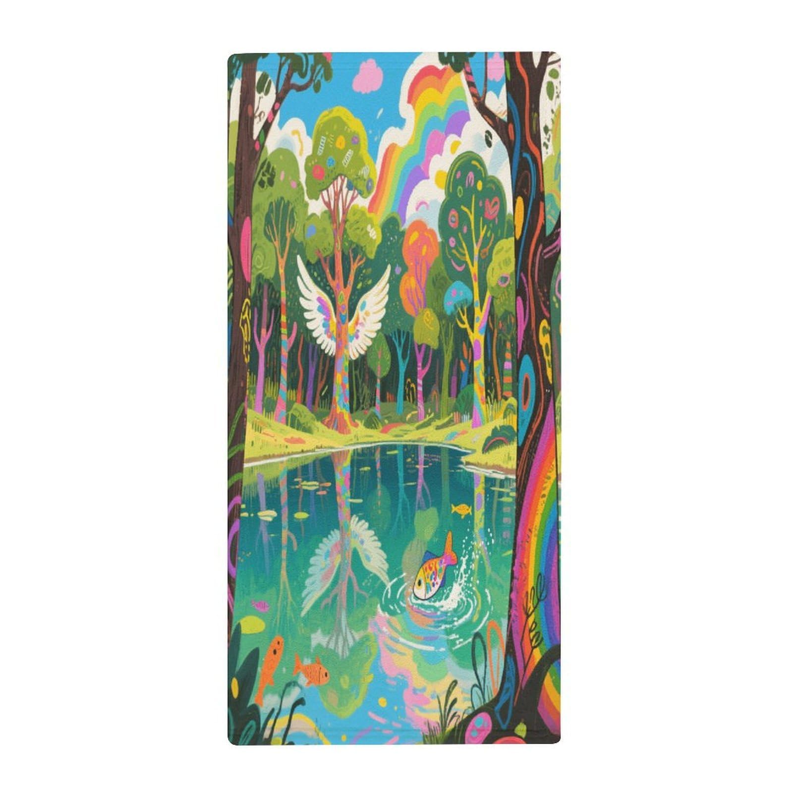Fekiloot Style Graffiti Lake Towels For Bathroom, Bath Towels 13.8 X 28.7 Inch, Hand Towel Multipurpose Use As Bath Fitness, Bathroom, Shower, Sports, Yoga Towel