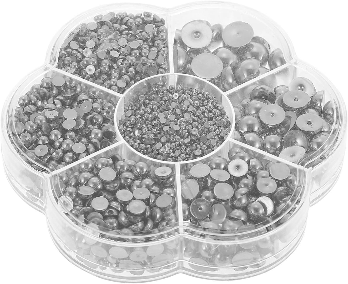 TEHAUX Multi-Function Half Pearls Nail Charms Silver DIY Craft Pearls Set for Nail Art Decoration and Home Manicure Accessories