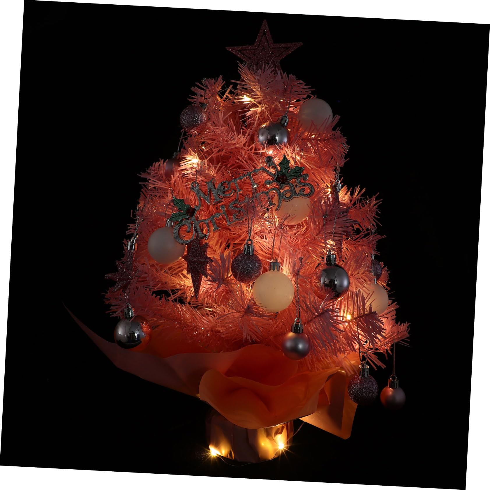 Ciieeo Mini Árbol de Navidad Artificial de Pies Árbol de Mesa con Luces Preiluminadas Decoración de Centro de Mesa para Navidad Casa Pequeño de Escritorio